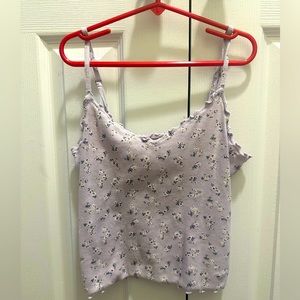 Purple Floral Crop Top with spaghetti straps